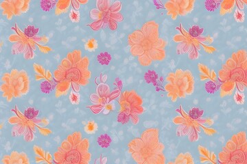 Fototapeta premium colorful floral textile pattern background wallpaper