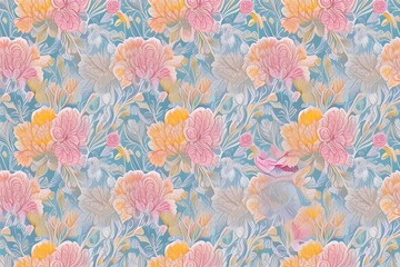 Fototapeta na wymiar colorful floral textile pattern background wallpaper