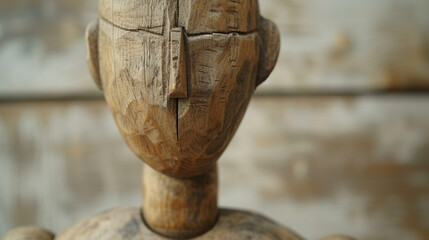 A close-up of a wooden artist's mannequin, focusing on the wood joints and texture, wood texture, background