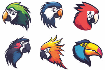 Esport vector set logo parrot, icon, vector, sticker, collection, group, sign
