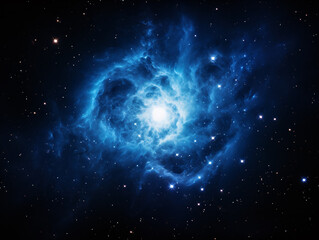 a blue and white nebula in space