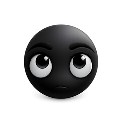 black emoticon with big eyes on white background