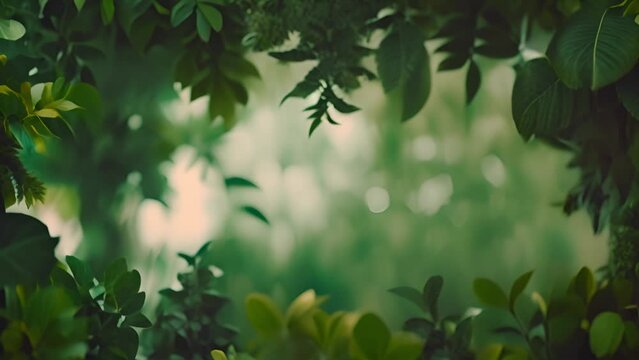 Green tropical leaves frame in the jungle. In centre for text or logo. Jungle green plantsStylish nature moving mp4
