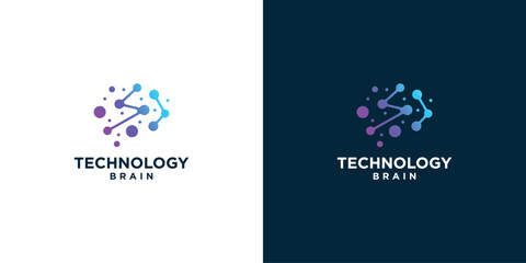 Brain Technology Logo. Neuron Connection Human Brain Innovation Intelligence Logo Icon Symbol Vector Design Template.