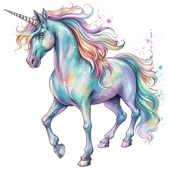 Beautiful Unicorn Watercolor Clipart, Perfect Design for Your Project and Creations, Ai Generative