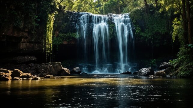 Beautiful cascade waterfall in pirenopolis goias brazil