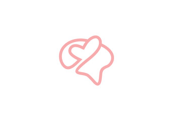 love brain logo design, healthcare smart connection icon template