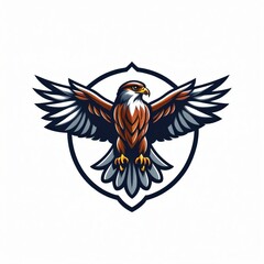 Elegant Eagle Logo Illustration with Spread Wings Encased in a Stylized Shield Design