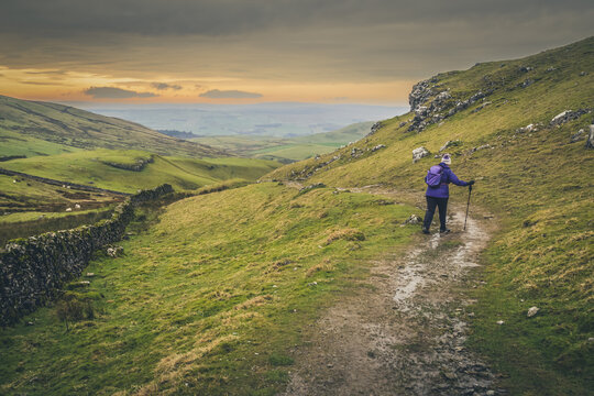 Woman Walking the Settle Loop in the Yorkshire Dales