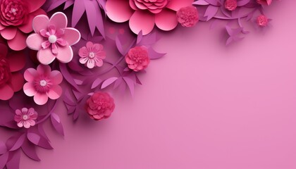 Fototapeta premium women's day card in rose paper flowers. 8 march happy womens day floral illustration with rose flower 