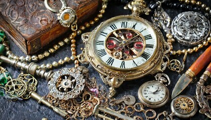 Fototapeta na wymiar antique watch mechanism