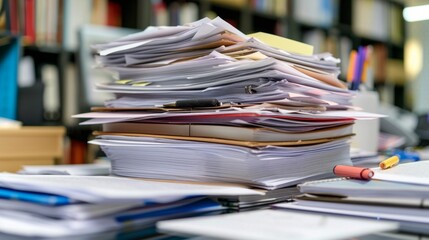 A Pile of Papers Sitting on the Office Desk