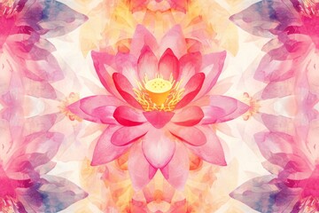 Diwali Banner: Vibrant Pink Lotus Watercolor Design For Festive Decorations, Symmetrical Photo With Copy Space