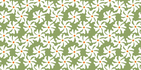 Seamless Parijat Pattern Vector Illustration Isolated on Green Background