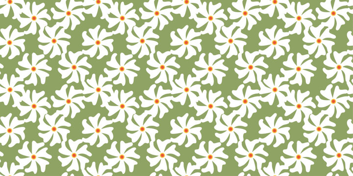 Seamless Parijat Pattern Vector Illustration Isolated on Green Background