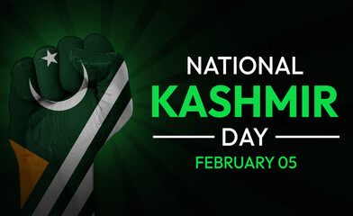 National Kashmir Day Wallpaper with Painted Fist and typography on the side. Kashmir day backdrop