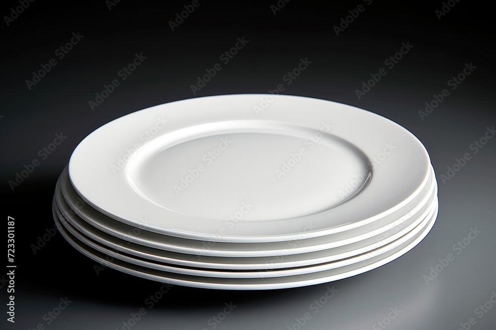 Poster a stack of white plates that can be used for various purposes