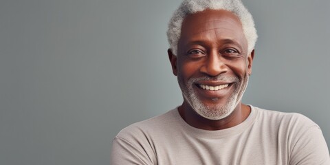 A man with white hair and a smile on his face. Suitable for various uses