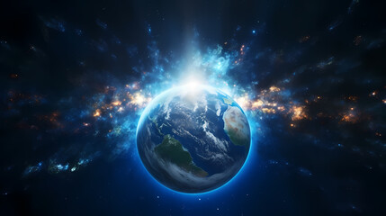 Obraz premium Digital technology universe earth abstract graphics poster web page PPT background