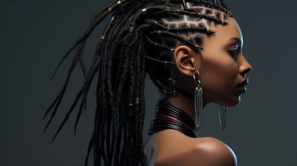 Naklejka premium A woman with dreadlocks on her head. Suitable for fashion, lifestyle, or cultural themes