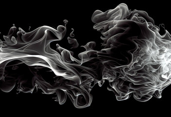 white flow smoke on a black background, steam smog swirl wisp flowing on a dark background - obrazy, fototapety, plakaty