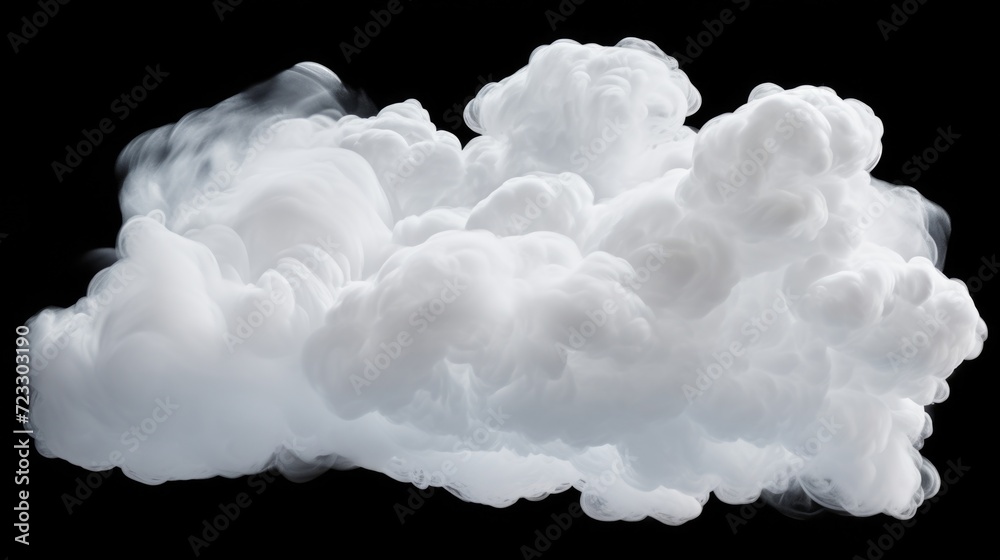 Poster A cloud of white smoke on a black background. Versatile image that can be used for various concepts and designs