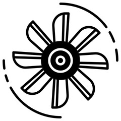 Radiator fan glyph and line vector illustration