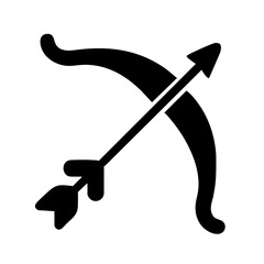 An icon of an arrow and a bow. Symbol of cupid who helps lovers