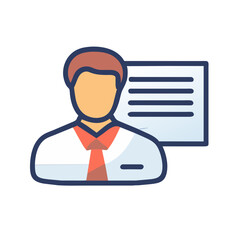 Icon of a male businessman on the background of a presentation