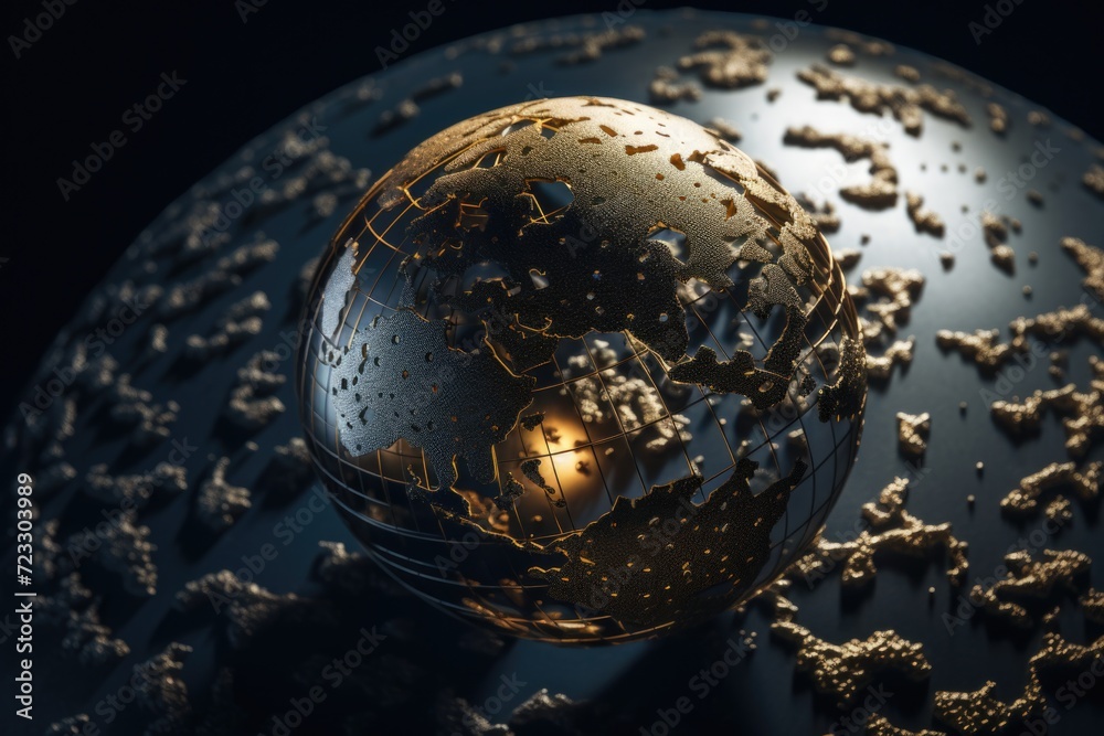 Poster A shiny globe with an abundance of small dots. This image can be used to represent global connectivity or technology advancements