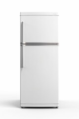 A white refrigerator freezer sitting on top of a counter. Perfect for kitchen design and home appliance concepts