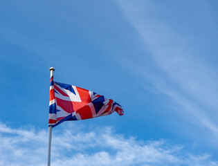 Union Jack flag flying in the breeze