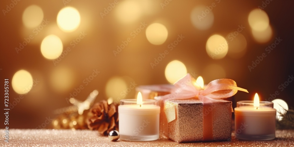 Poster Candles arranged in a group on top of a table. Suitable for various occasions and events