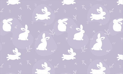 Vector seamless pattern for Easter. Easter bunny on a lilac background. Sweet and beautiful. Can be used as gift paper, card and wallpaper.