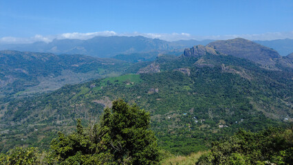 View of the mountains in the morning, Western ghats mountain range, Kerala 