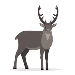 Reindeer icon. Horned deer. Wild north cold climate forest animal with big horns. Flat vector illustration isolated on white background.
