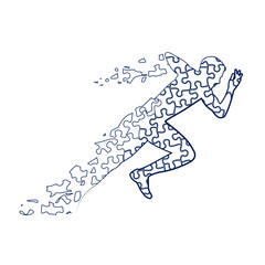 Running puzzle man vector illustration - 723310797