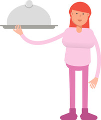 Woman Character Holding Food Dish

