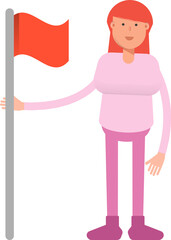 Woman Character Holding Flag
