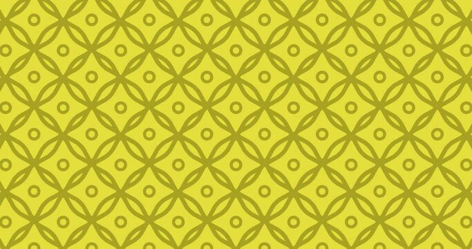 Seamless looped yellow color minimalistic pattern motion graphics background. Abstract flat geometrical shape tile placed together moving in a single direction, animated seamless geometric pattern
