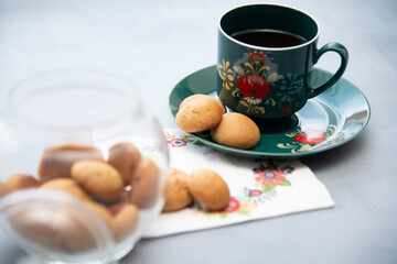cup of coffee and cookies