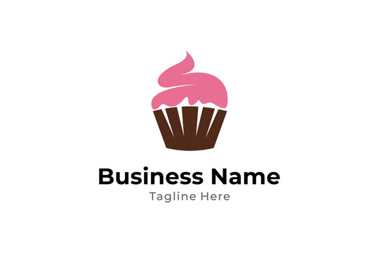 Sweet Cake Cupcake logo in flat vector design style