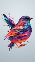 bird of paradise, multicolor bird,, white background, ai generated