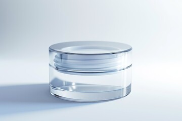 Cosmetic container transparent and empty for dispensing with a pump