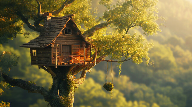Cute house on the tree. 