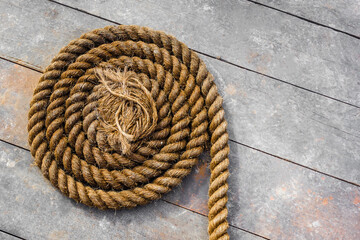 round rope on the boat deck