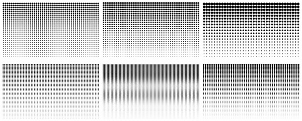 Halftone gradient set. Dotted, rectangle, polygon seamless geometric pattern vector template collection. © TabassumGFX