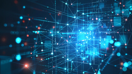 Obraz premium Digital Technology Network. Abstract Digital Art Connectivity Background