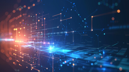 Obraz premium Digital Technology Network. Abstract Digital Art Connectivity Background
