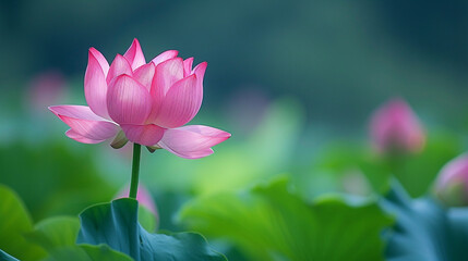 Fototapeta premium Lotus Flowers Blooming in Lotus Pond.